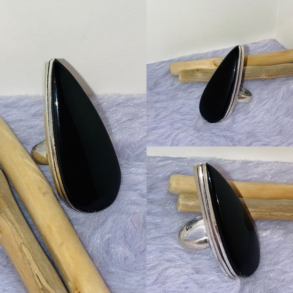 Sublime Black Onyx Gemstone Chunky Handmade Ring - Picture 7 of 7